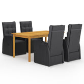 7 Piece Garden Dining Set Black